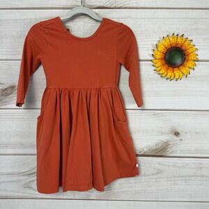Ruffle Butts Girls Dress Size 4T Orange 3/4 Sleeve Pockets Casual
